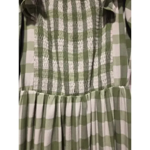 JessaKae Orchard Green & White Gingham Dress Cottagecore Prariecore Elastic | S - Picture 10 of 16